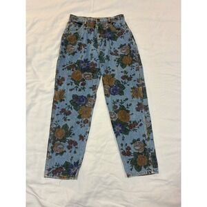 VTG‎ 80s 90s Roberto Orsini Floral Print Denim Jeans High Rise Mom Jean 13/14